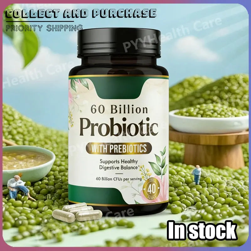 Daily Probiotic Supplement for Digestive Health 60 Billion CFU Shelf Stable Acidophilus Supports Gut Health Immune Support