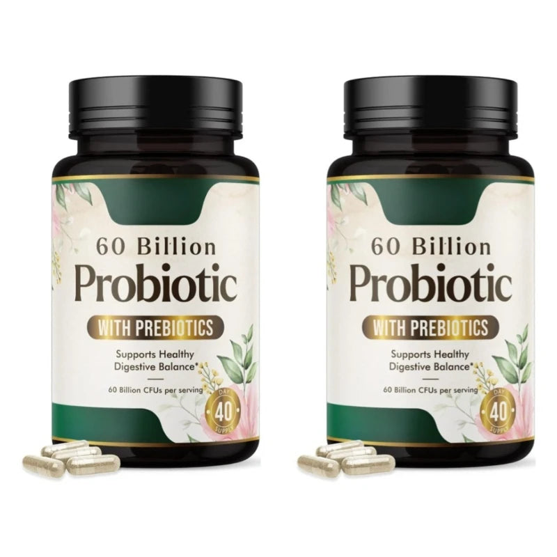 Daily Probiotic Supplement for Digestive Health 60 Billion CFU Shelf Stable Acidophilus Supports Gut Health Immune Support