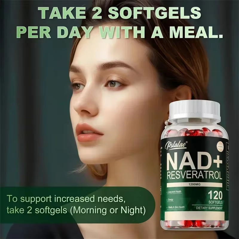 NAD+ Resveratrol - Cellular Health, Healthy Aging, to Support Skin Health, Boost Energy, for Hair, Nails, Skin and Joint Health