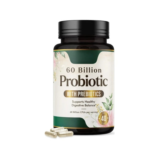 Daily Probiotic Supplement for Digestive Health 60 Billion CFU Shelf Stable Acidophilus Supports Gut Health Immune Support