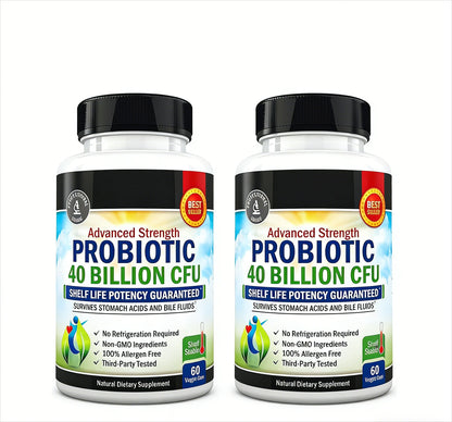 Daily Probiotic Nutritional Supplement - 40 Billion CFU for Gut Health - Probiotics for Men and Women - Digestive Health